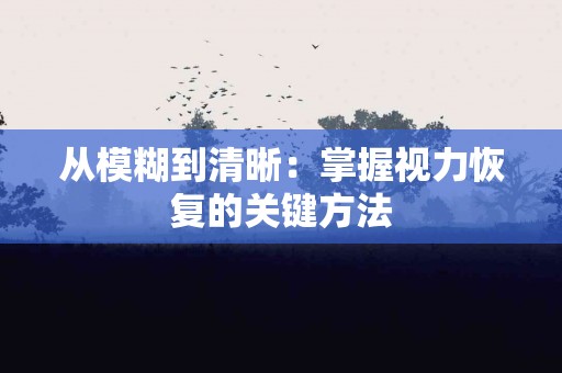 从模糊到清晰：掌握视力恢复的关键方法